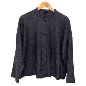 Eileen Fisher Gray 100% Wool Minimaist coat Cardigan Women's Size M